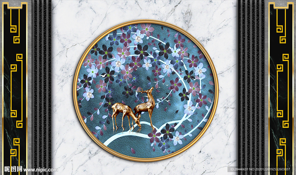 轻奢新中式组合背景墙