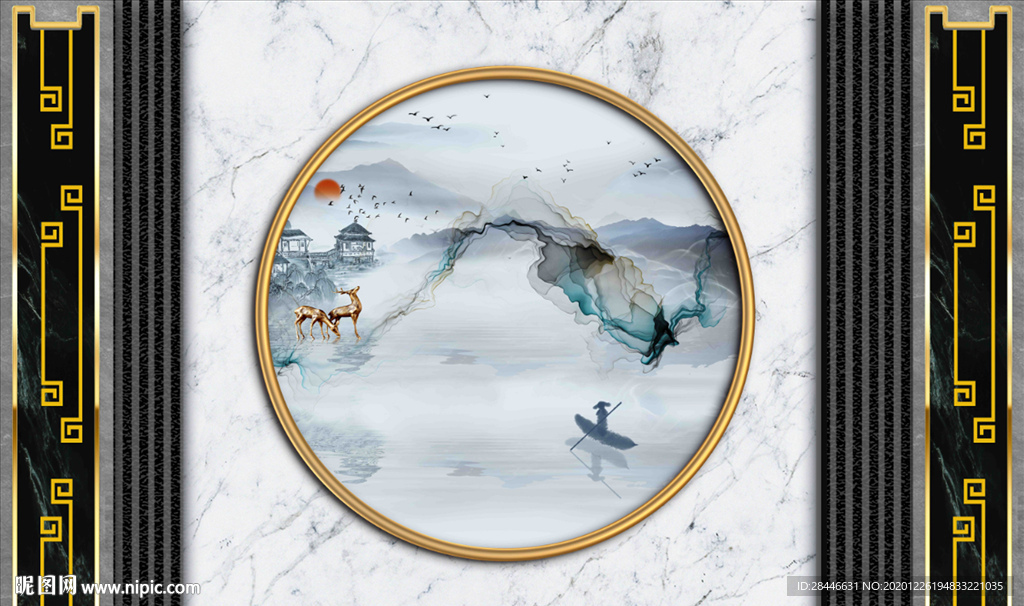 轻奢新中式组合背景墙