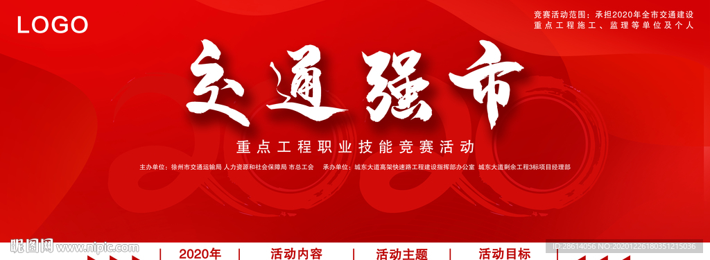 红色喜庆职业技能竞赛展板