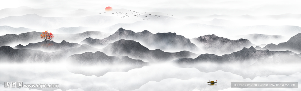 大幅水墨山水画