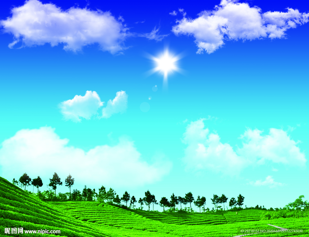 蓝天白云草地