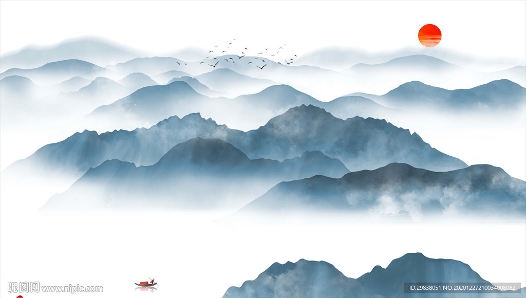 新中式水墨山水画
