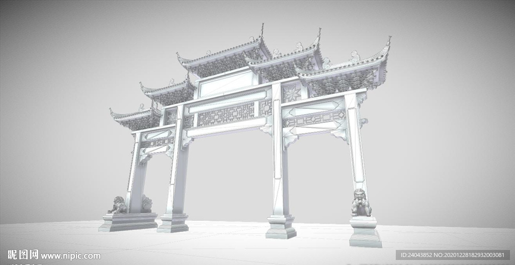 C4D门头模型3D贴图纹理