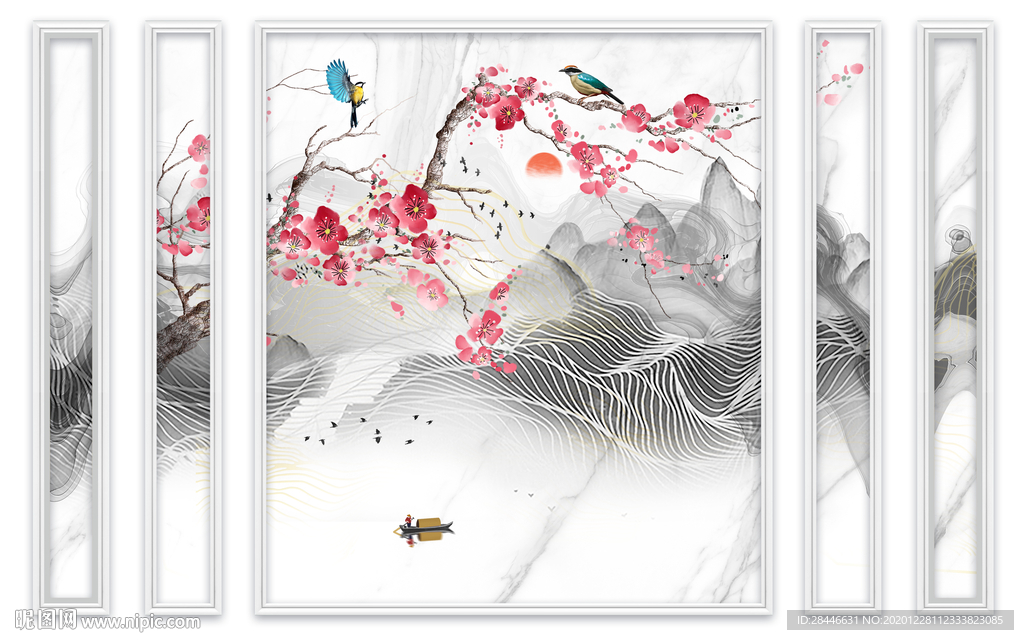 轻奢新中式组合背景墙