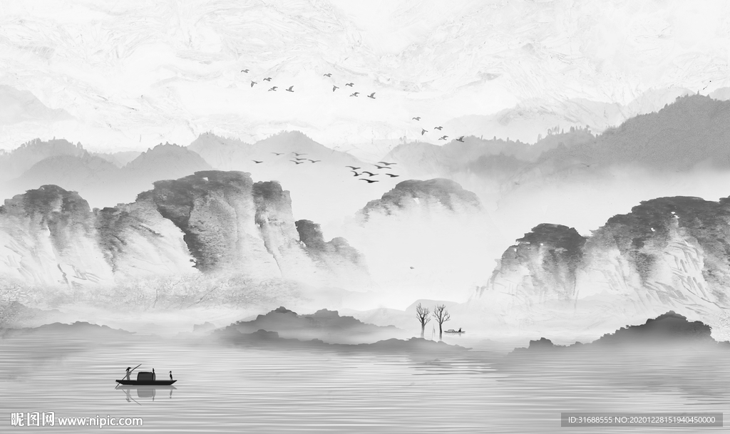 水墨山水背景墙