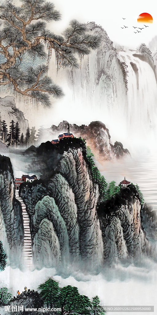 国画意境新玄关画 文件分层画