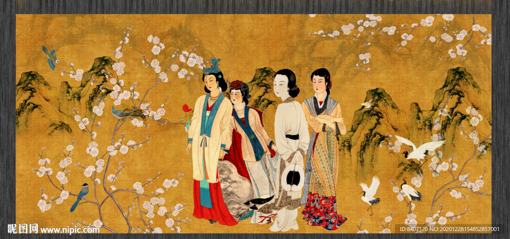 花鸟仕女图