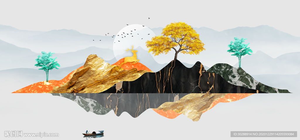山水晶瓷画