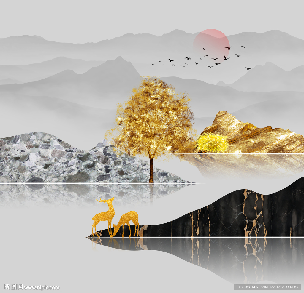 山水晶瓷画