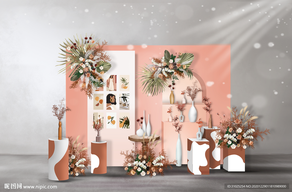 粉色婚礼迎宾区效果图