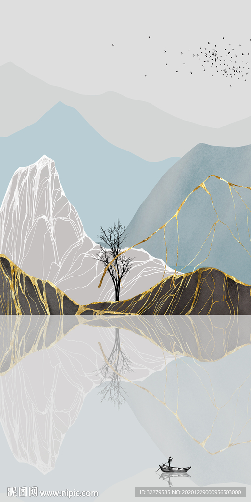 现代 轻奢新玄关画 文件分层画
