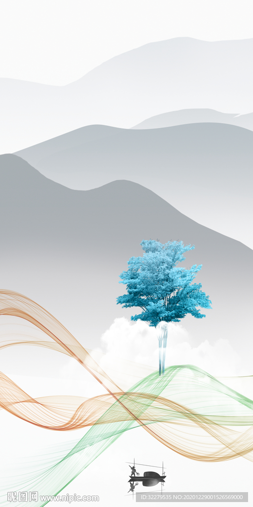 线条轻奢玄关画 文件分层画