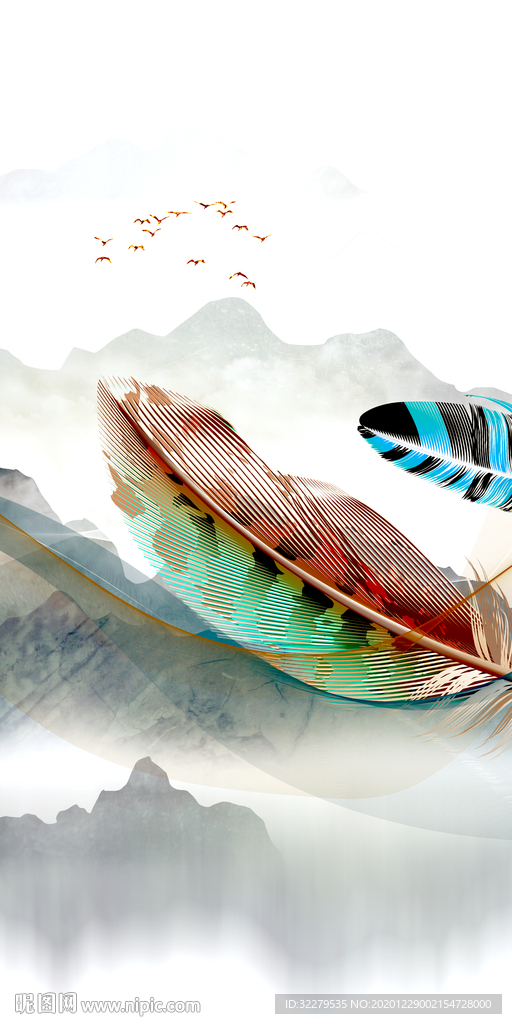 现代 轻奢玄关画 文件分层画