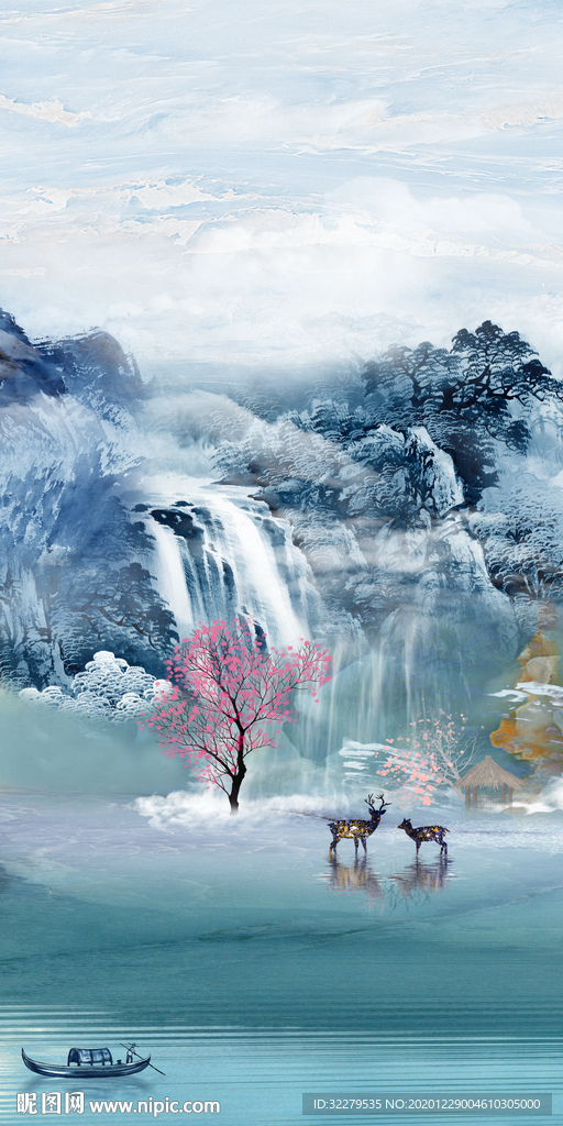 石纹 高档玄关画 文件分层画