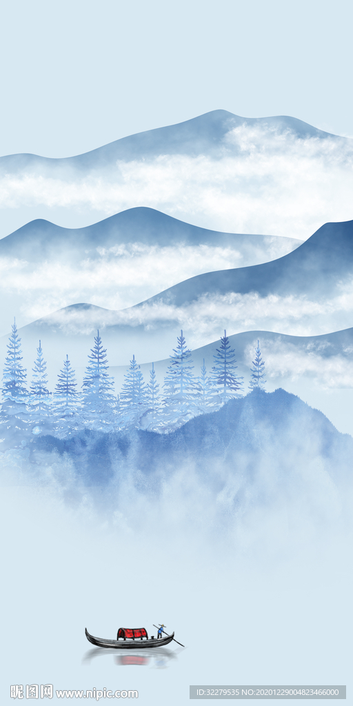 中式 大气玄关画 文件分层画