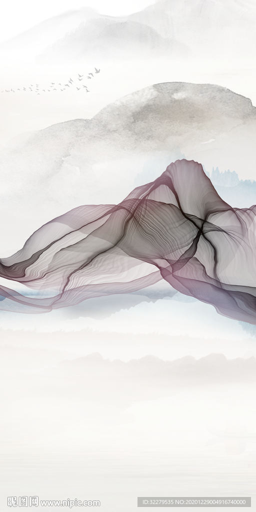 中式高档新玄关画 文件分层画