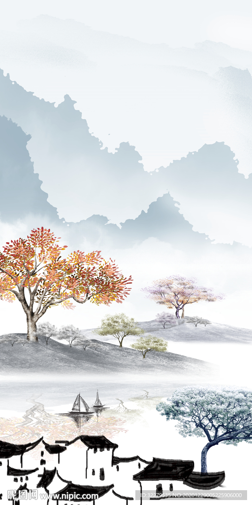 简约高档玄关画 文件分层画