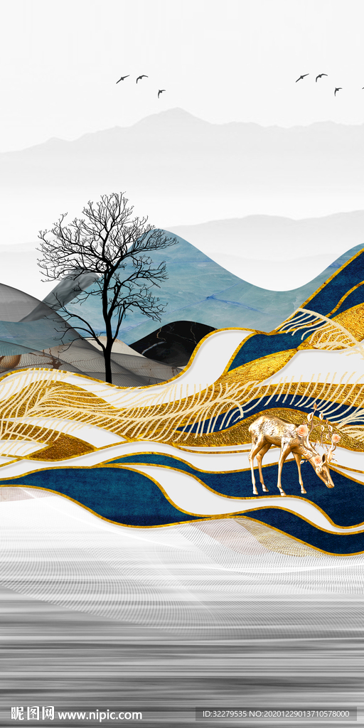 简约大气玄关画 文件分层画