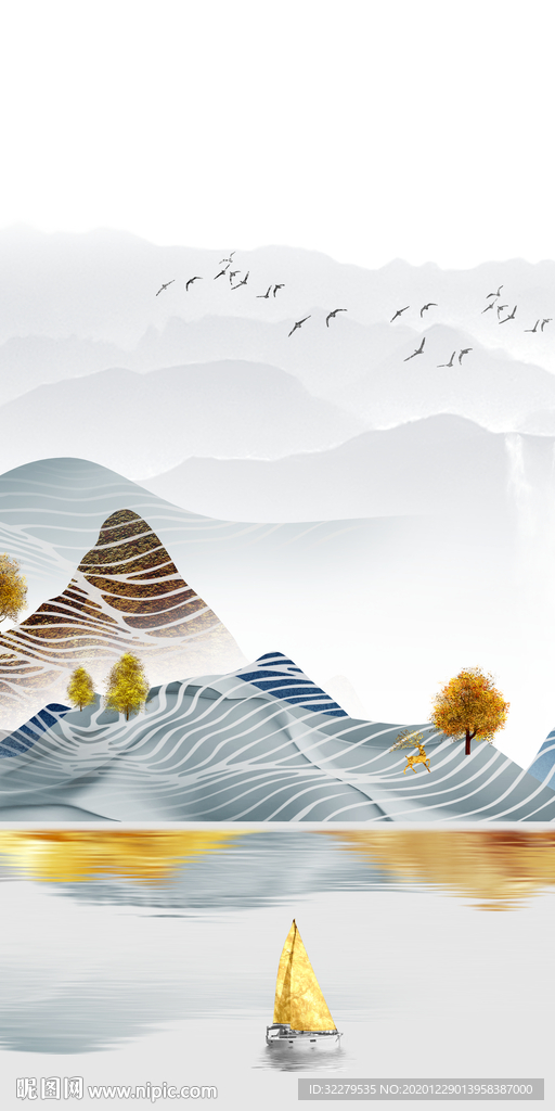 现代 高档玄关画 文件分层画