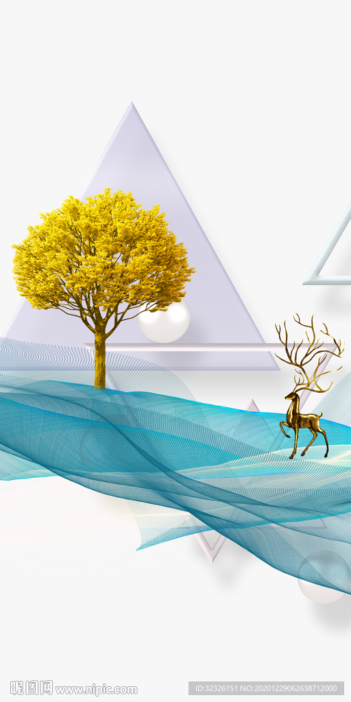 几何现代玄关画 TIF分层