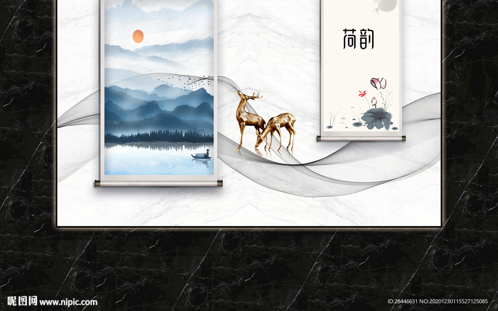 新中式背景墙