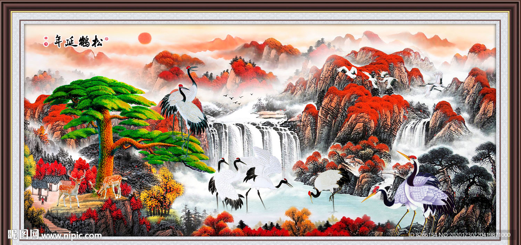 松鹤延年国画松鹤延年图