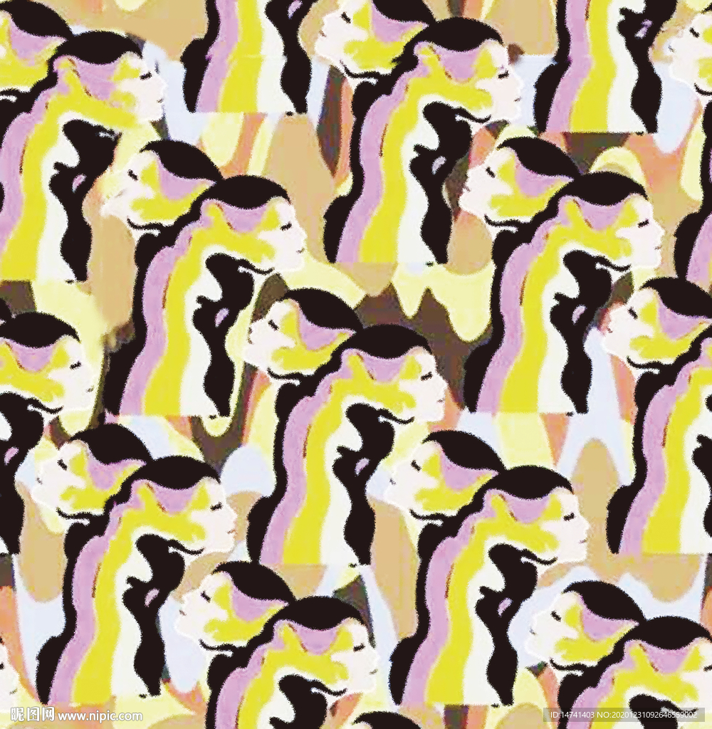 抽象斑驳模拟蜡笔美女头