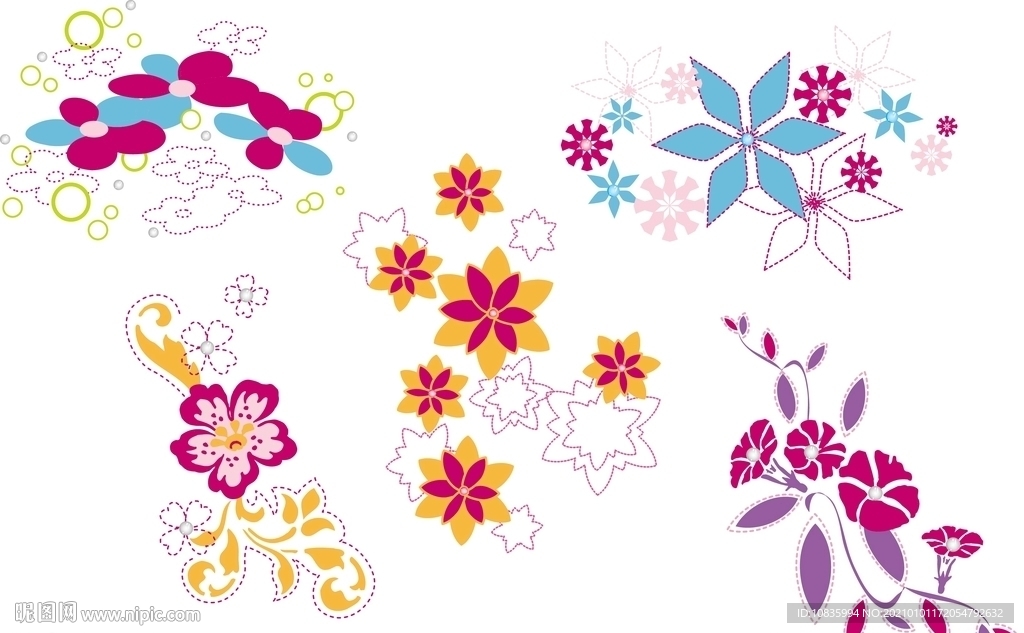 绣花 花朵 可爱蝴蝶 莲花 喇