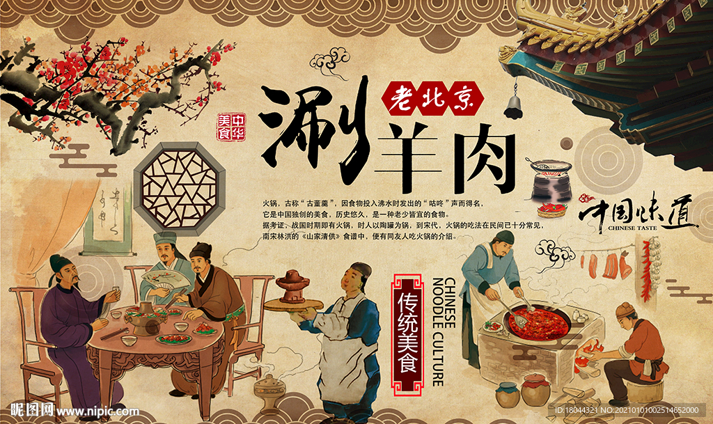 老北京涮肉火锅工装背景墙