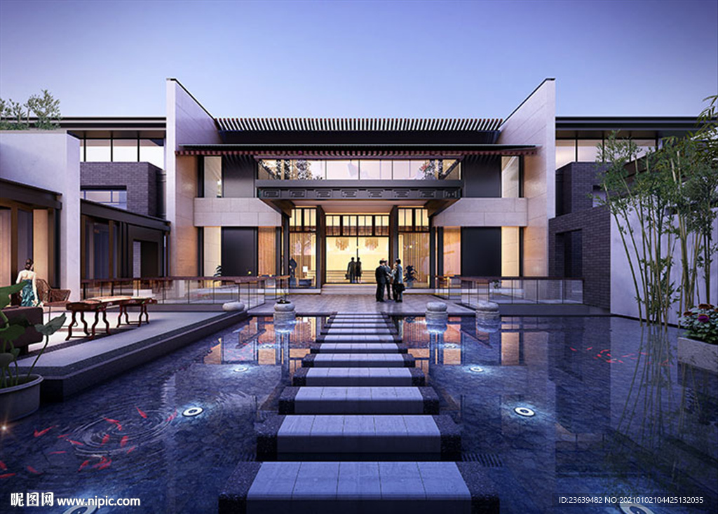 新中式建筑效果图