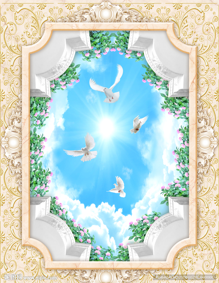 欧式大理石天顶吊顶壁画地板