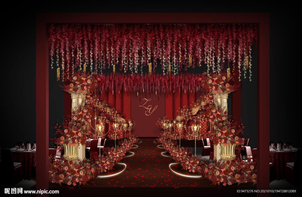 红金色婚礼仪式区