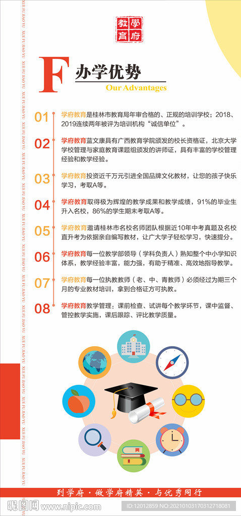 教育学府教育办学优势展板图片