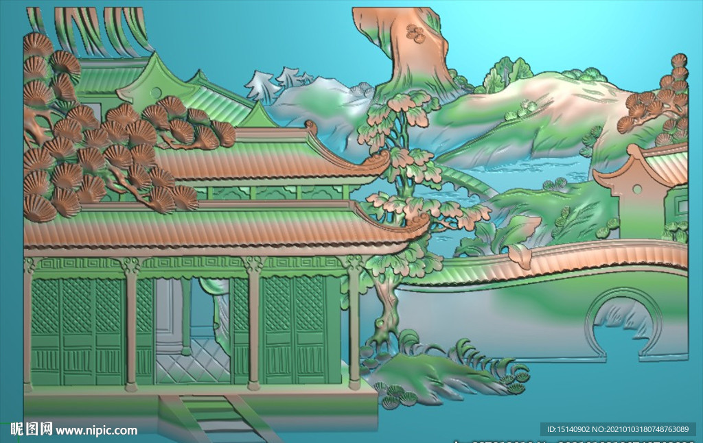 中式花鸟山水