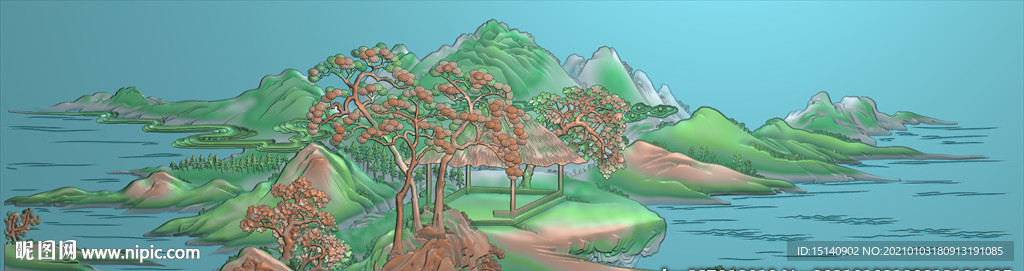 中式花鸟山水