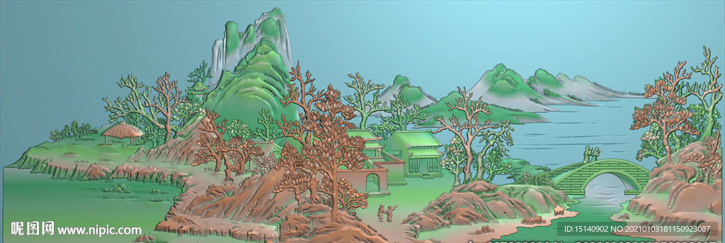 中式花鸟山水