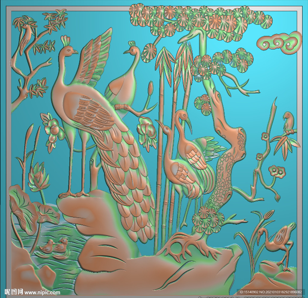 中式花鸟山水