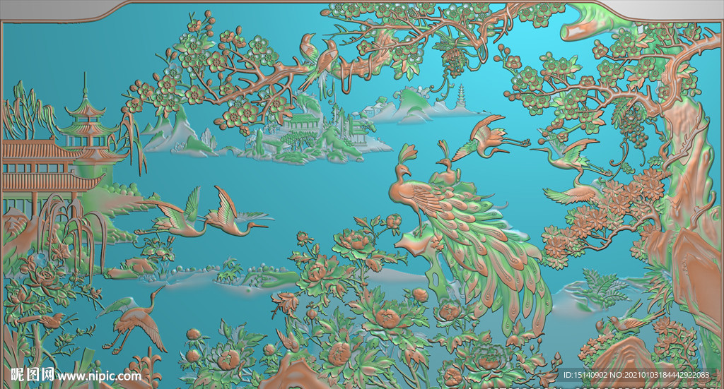 中式花鸟山水