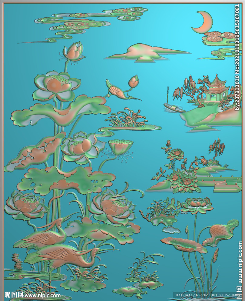中式花鸟山水