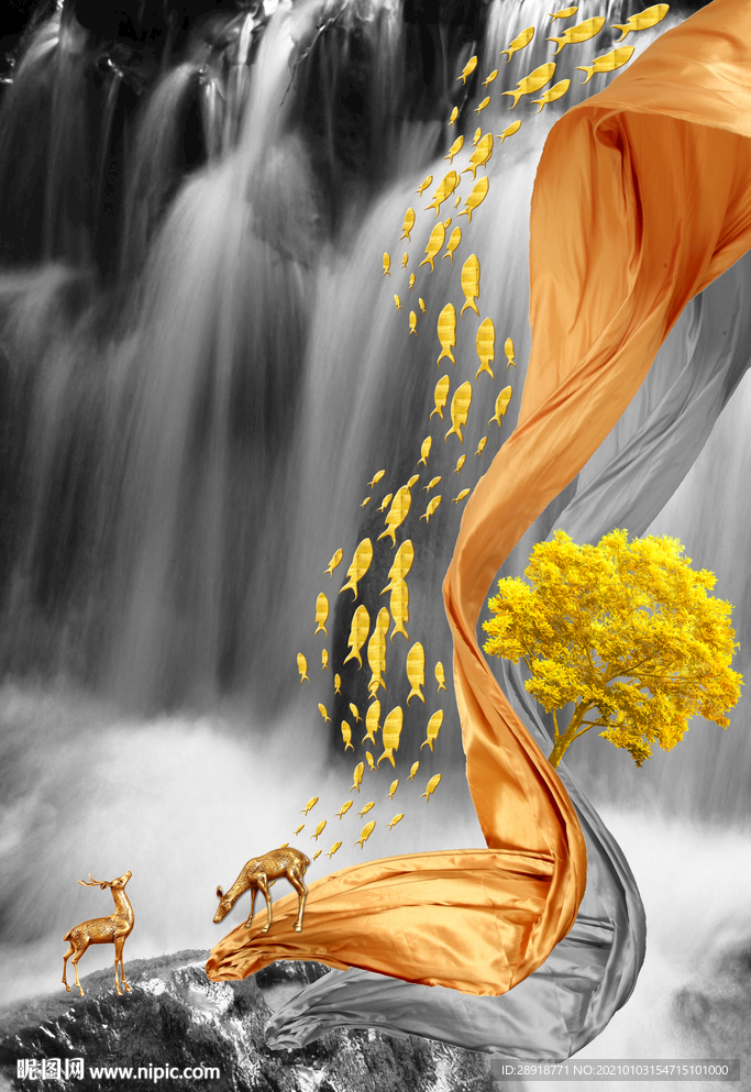 玄关麋鹿装饰画