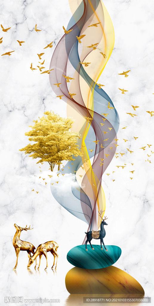 麋鹿玄关装饰画