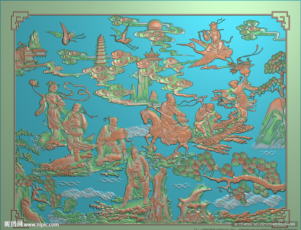 精雕图  八仙过海