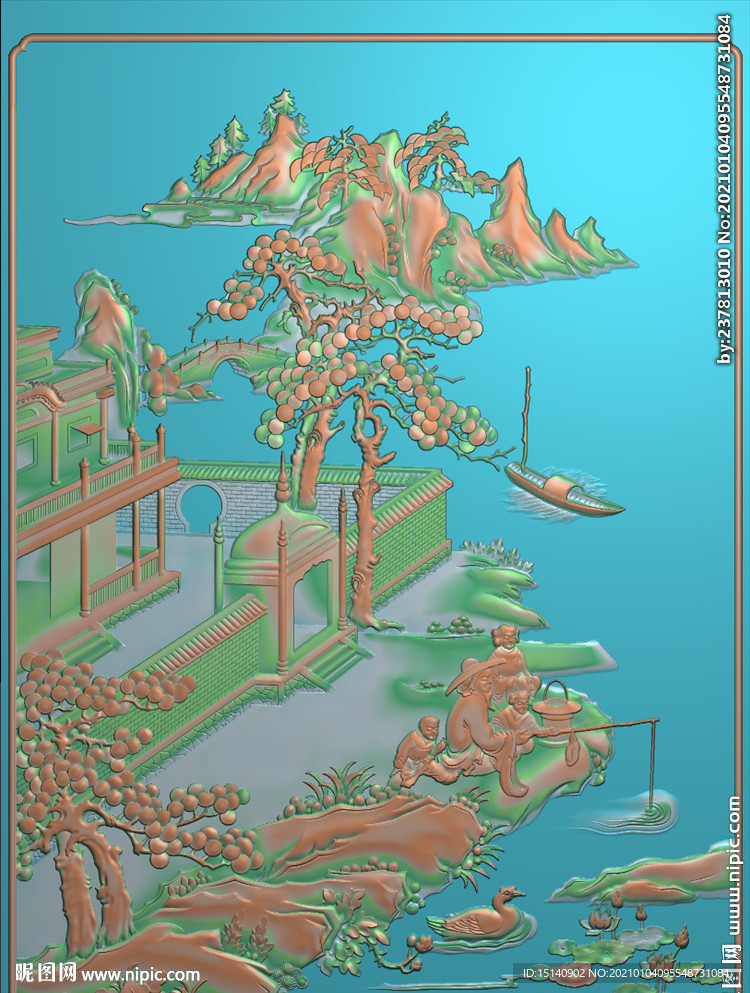 山水人物  垂钓