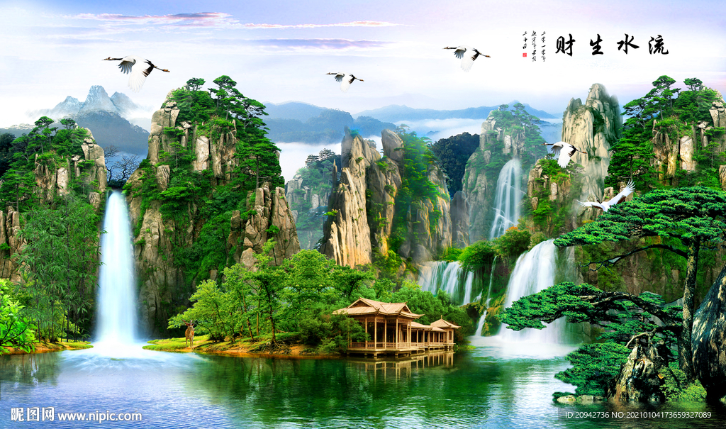 山水画水墨山水画 意境山水画