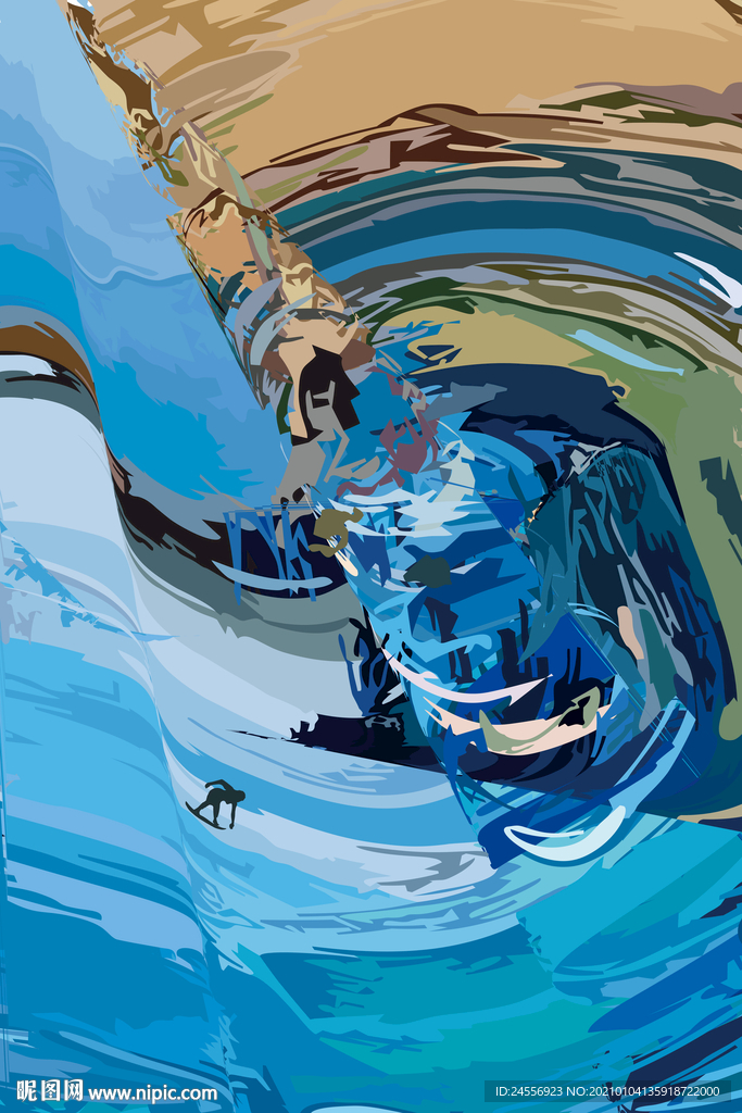 抽象画冲浪