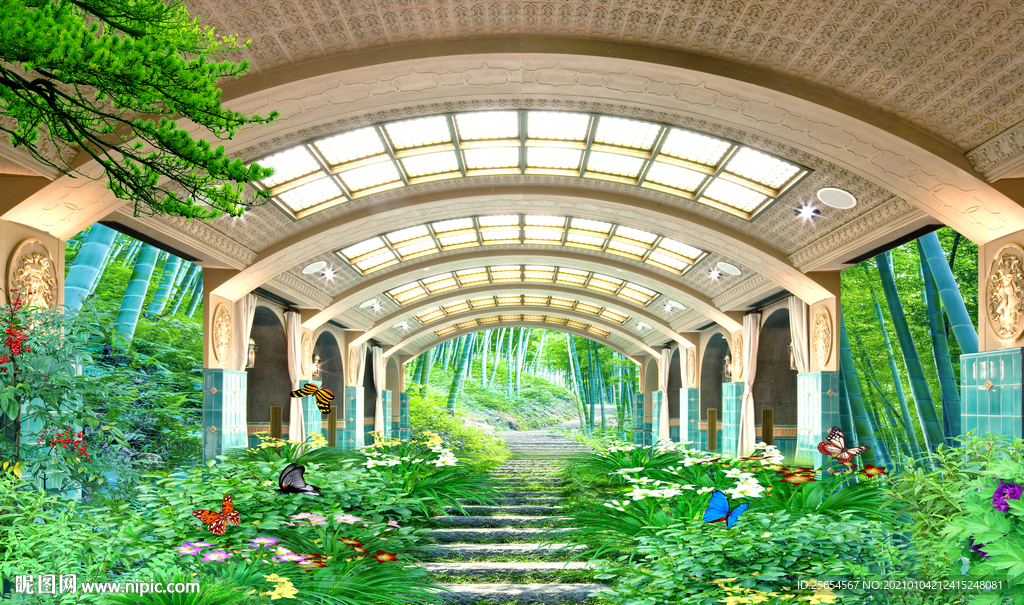 树林风景3d背景墙