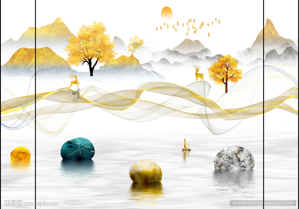 现代抽象意境新款电视背景墙