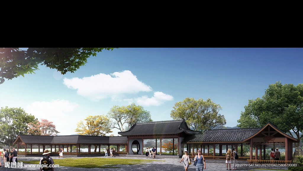 古建长廊景观设计效果图