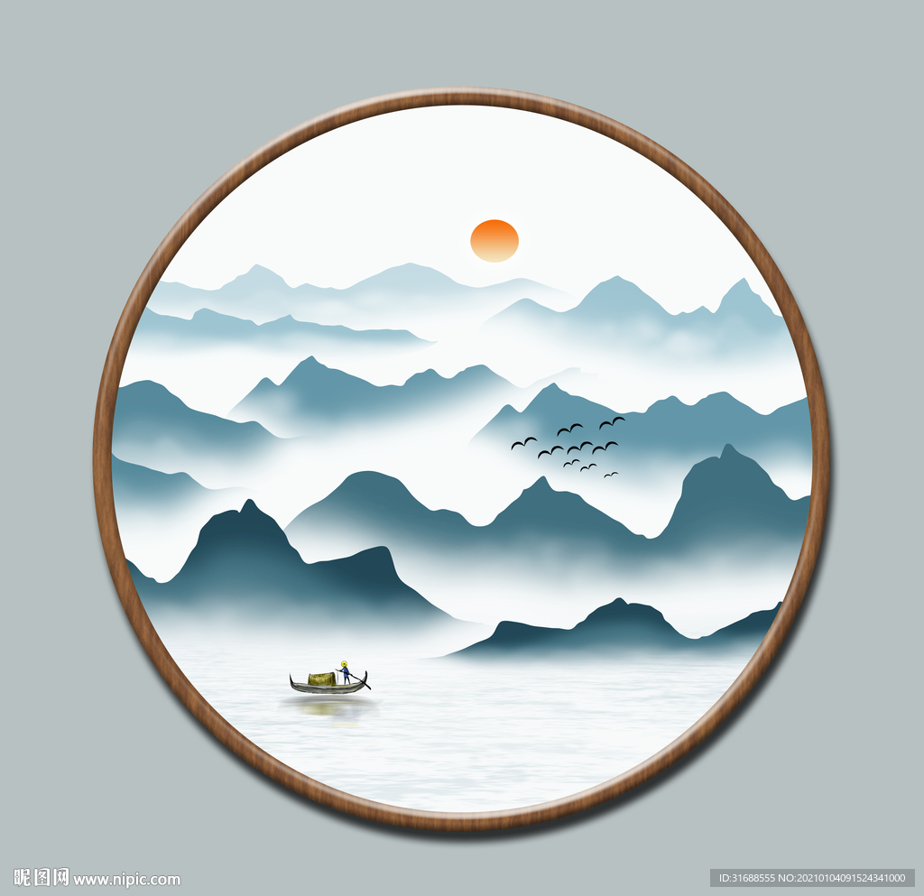 新中式圆形装饰画