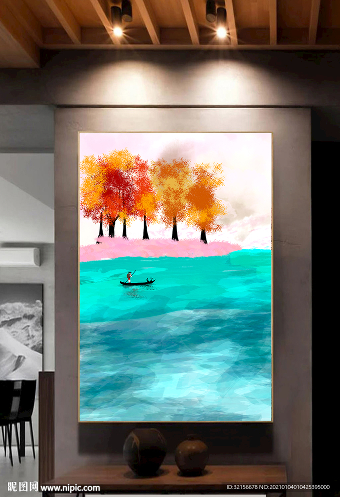 手绘抽象风景艺术装饰画